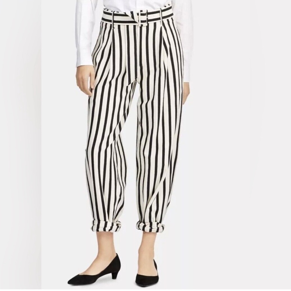 NEW Polo Ralph Lauren Striped Black and Cream Wide Leg Women's Slacks size 8